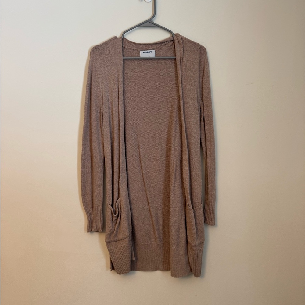 Sm Old Navy Women's Light Brown Open-Front Cardigan